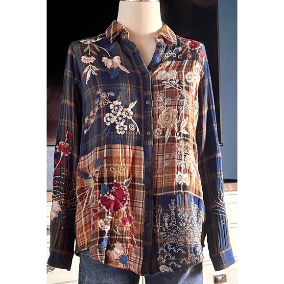 Johnny Was Tops Johnny Was Freja Whimsical Plaid Buttondown